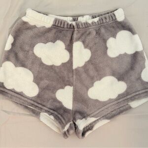 SHEIN Cloud Print Fleece Shorts in Gray and White